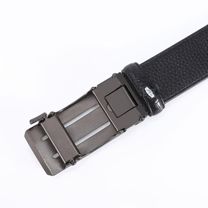 Men's Crocodile Pattern Automatic Buckle Leather Belt