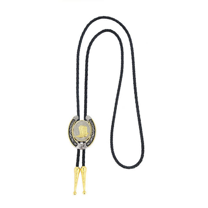 Two Tone Western Animal Style Horseshoe Shape Bolo Tie