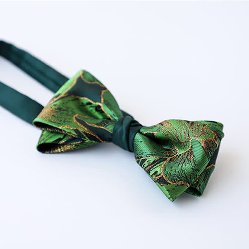 Men's Green Series Gold Tone Koi Bow Tie