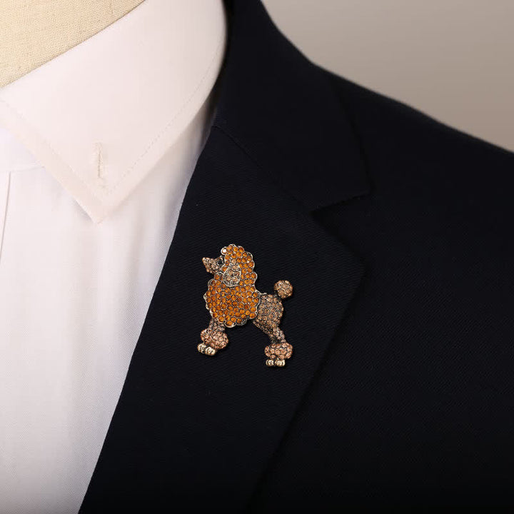 Women's Rhinestone Poodle Dog Brooch