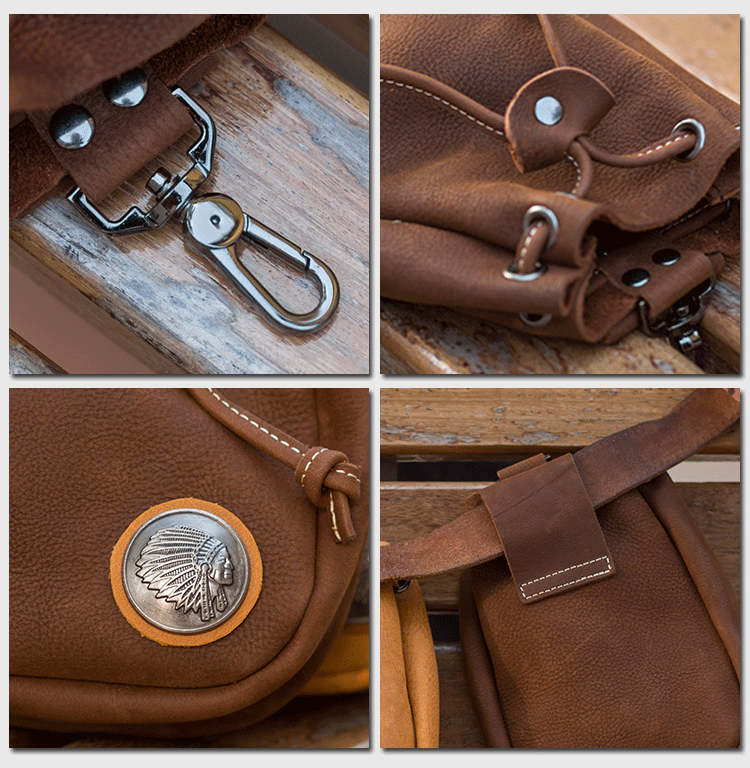 Small Wallet Coin Purse Drawstring Leather Belt Bag