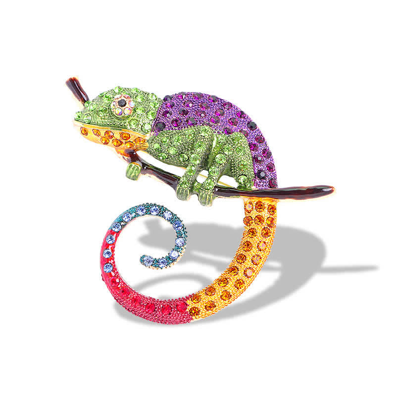 Women's Colorful Chameleon Lizard Brooch