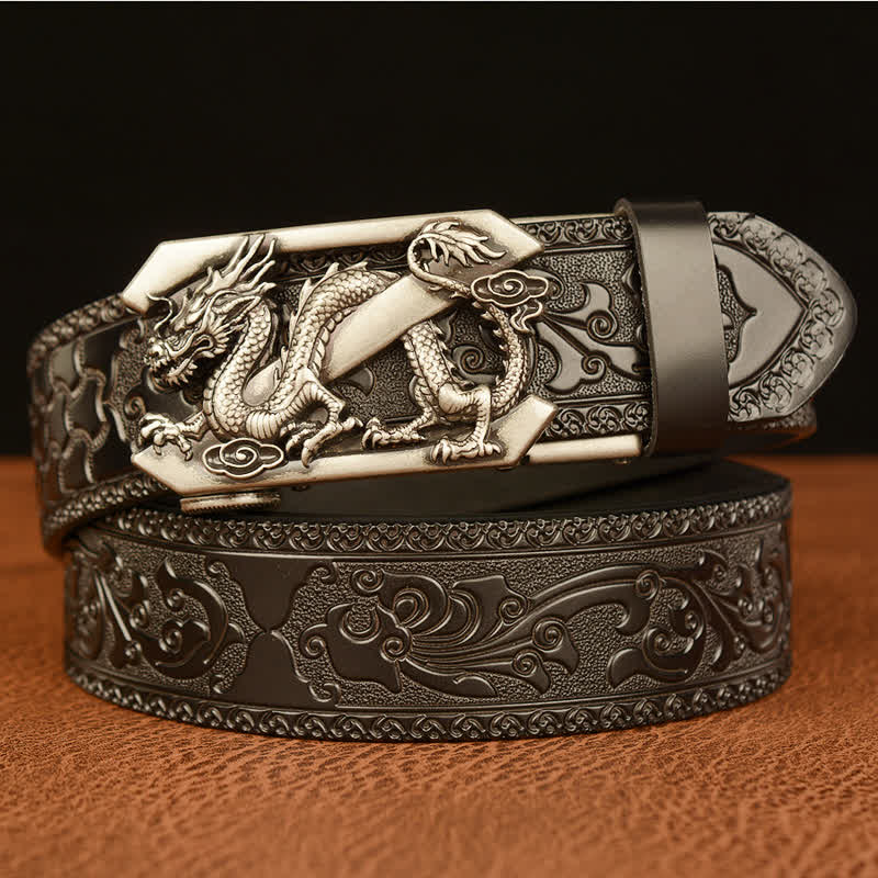 Men's Embossing Retro Dragon Z Letter Leather Belt