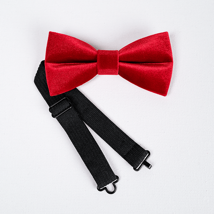 Men's Bright Red Solid Color Velvet Bow Tie