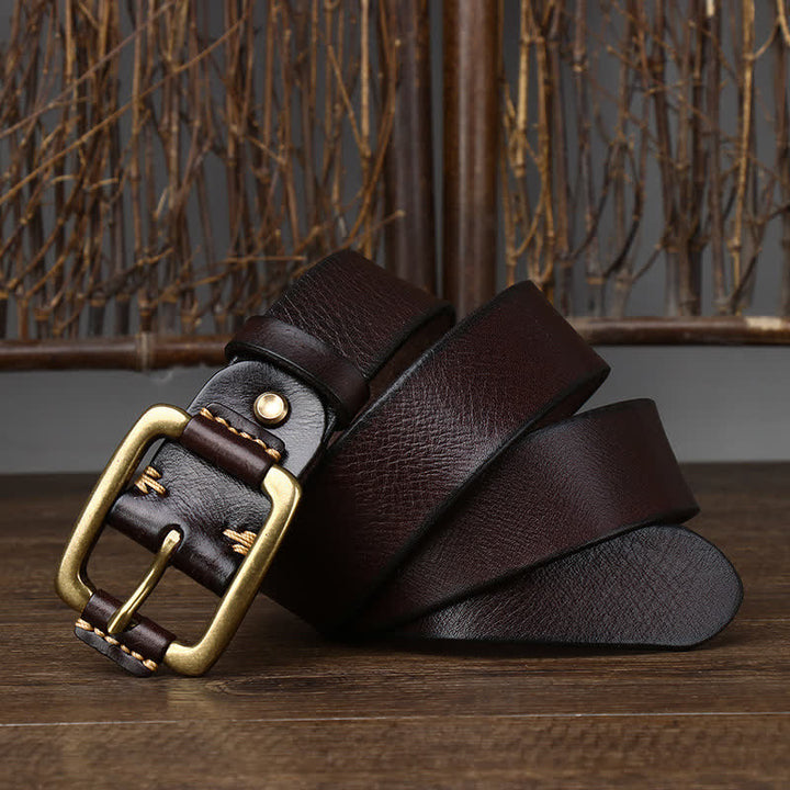 Men's Leisure Heavy Copper Buckle Leather Belt