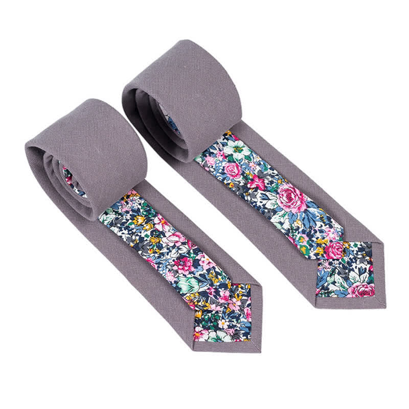 Men's Novel Plaid Floral Patchwork Necktie - MediumPurple - image 5