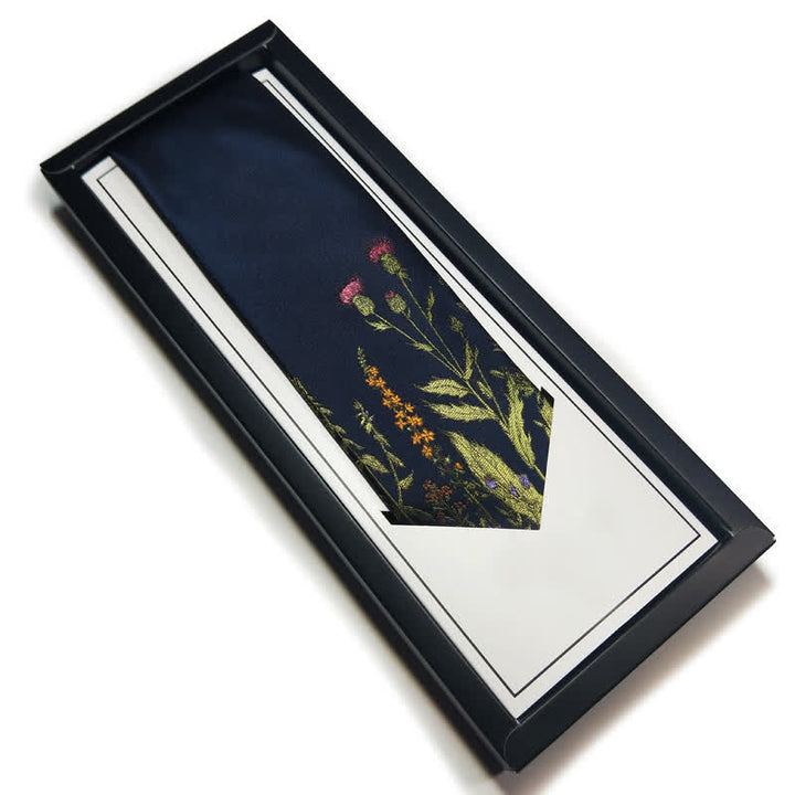 Men's Navy Blue Amidst Flowers Necktie