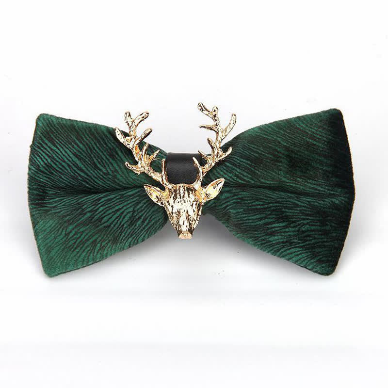 Men's Reindeer Head Velvet Bow Tie