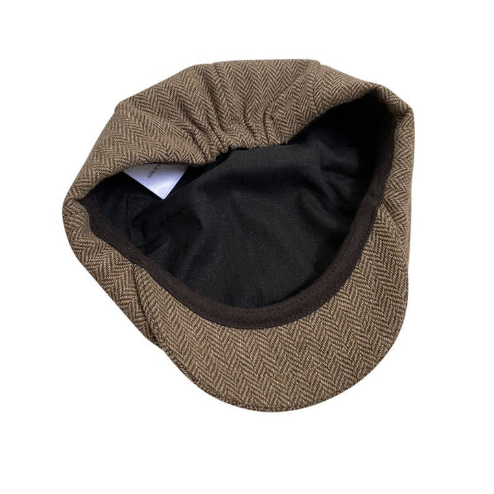 Coffee Fine Herringbone Octagon Beret Cap