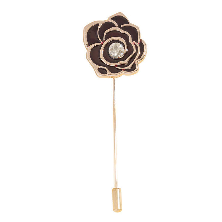 Women's Black Rose Blossom Brooch