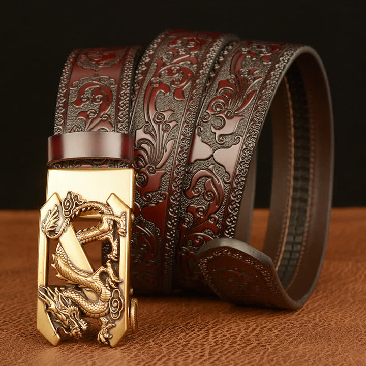 Men's Embossing Retro Dragon Z Letter Leather Belt