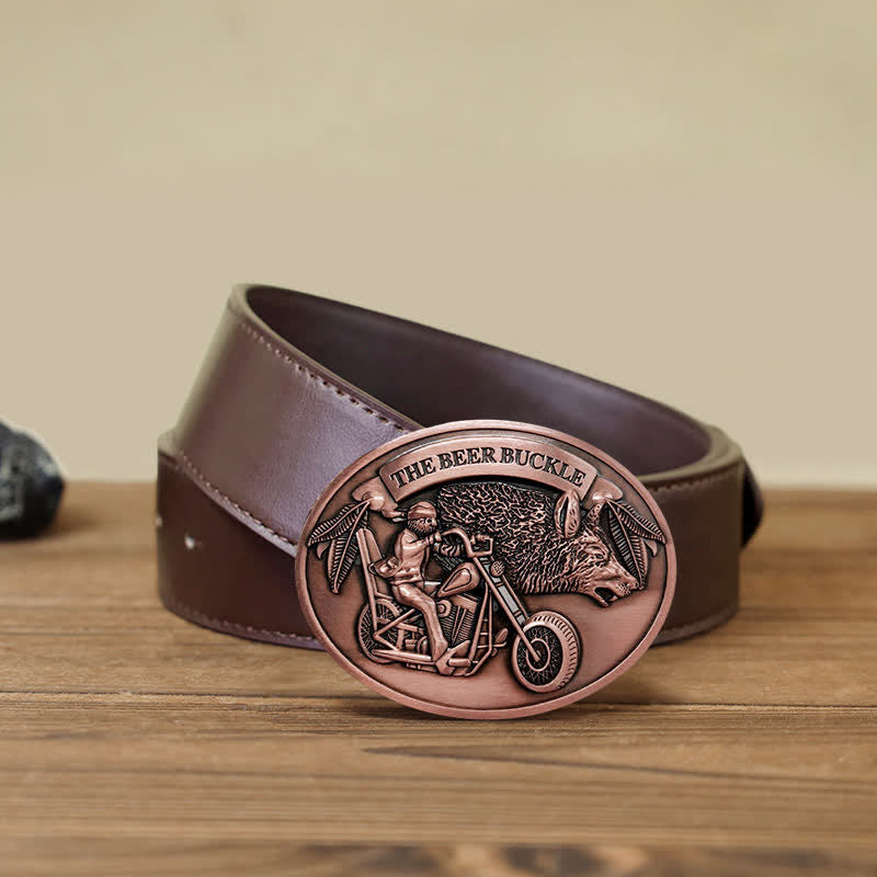 Men's DIY Motorcycle Creative Beer Holder Buckle Leather Belt