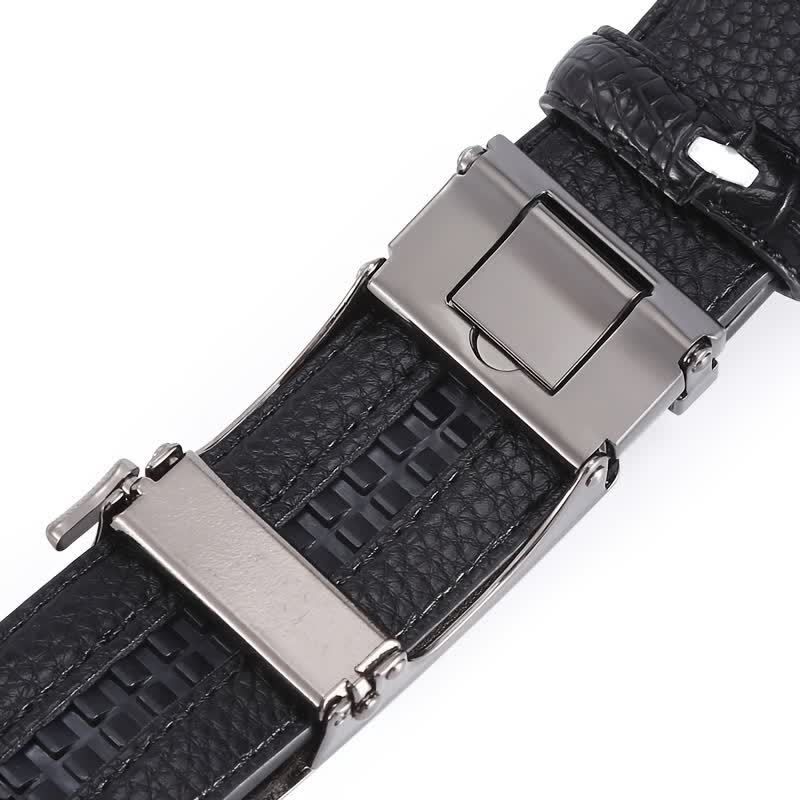 Men's Crocodile Pattern Automatic Buckle Leather Belt