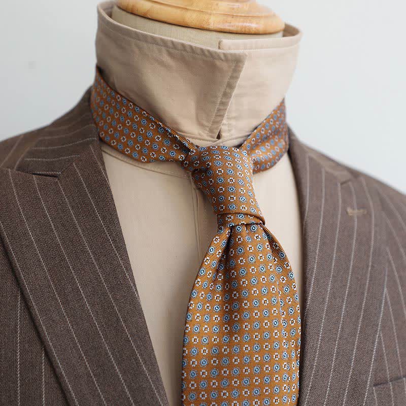 Men's Coffee Colors Series Striped Paisley Necktie