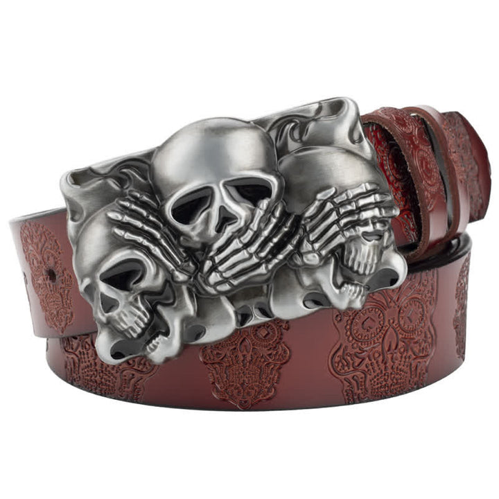 Men's Gothic Horrible Laugh Skeleton Leather Belt