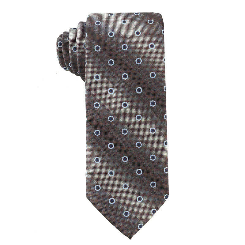 Men's Retro Brown Series Necktie - Circle - image 6
