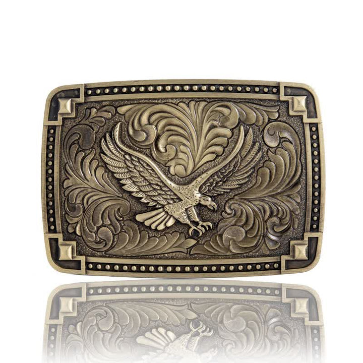 Men's DIY Soaring Eagle In Dreamy Sky Buckle Leather Belt