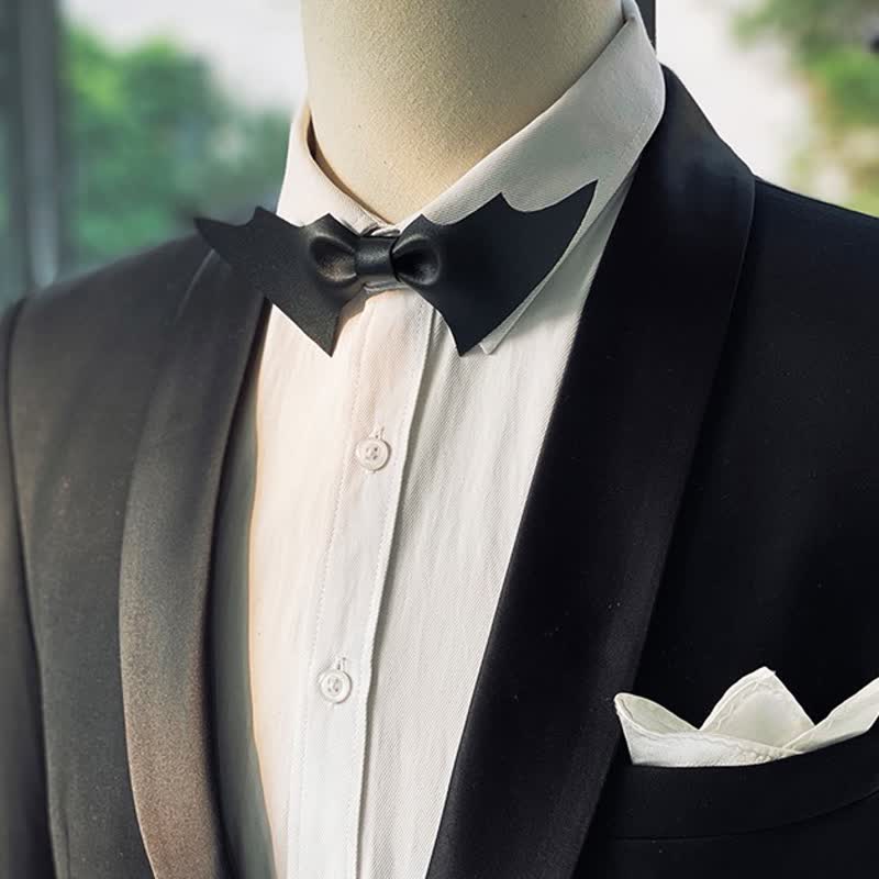 Men's Black Angel Wings Faux Leather Bow Tie - image 6