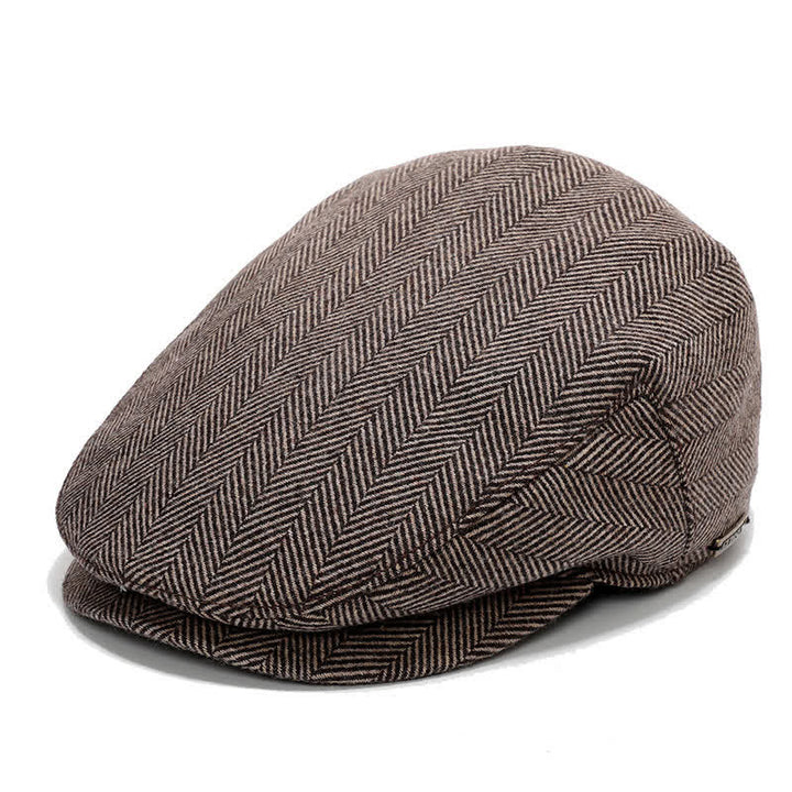 Sport Ivy Flat Cap with Earflap Beret - Coffee Herringbone - Adjustable (about 22"-23 5/8") - image 0