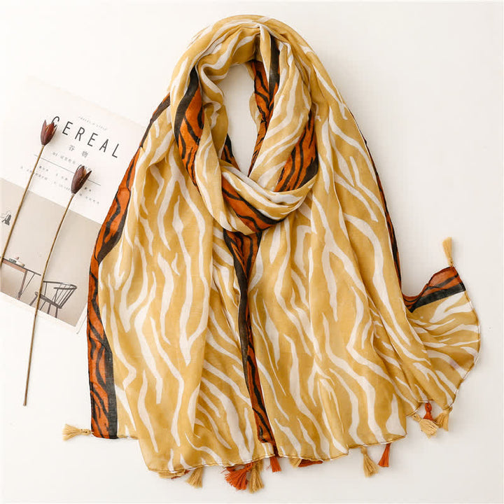 Women's Floral Soft Cape Wheat Fringe Scarf