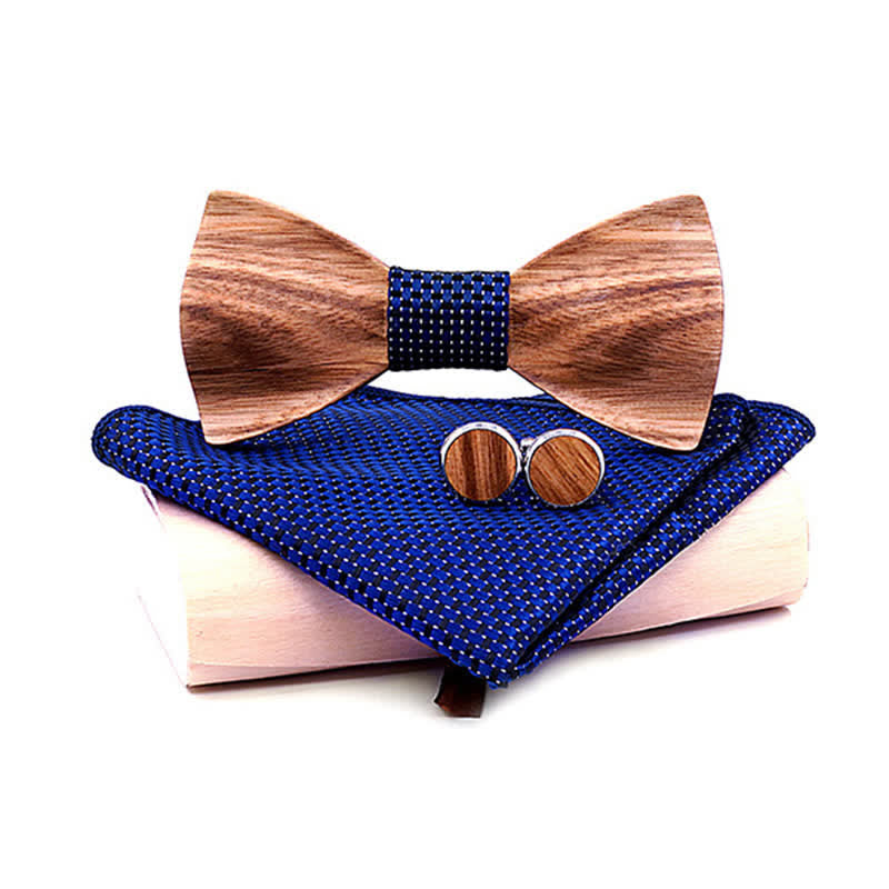 3Pcs Men's Classic Simple Wooden Bow Tie Set