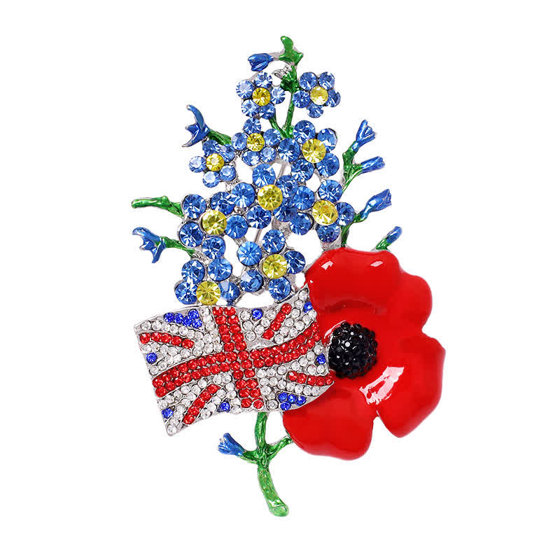 Unisex Multi Colour Union Flag Poppy Brooch