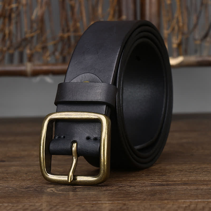 Men's Casual Jacket Soft Cowskin Leather Belt - Black - 46 - image 7