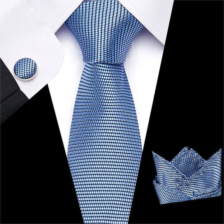 3Pcs LightSkyBlue Men's Solid Color Necktie Set