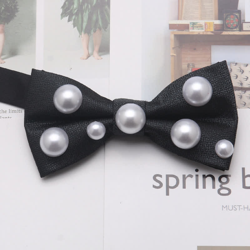 Artificial Pearls Dancing Party Bow Tie - DarkSlateGray - image 7