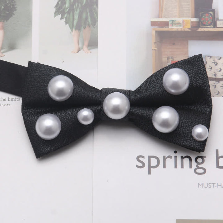 Artificial Pearls Dancing Party Bow Tie - DarkSlateGray - image 7