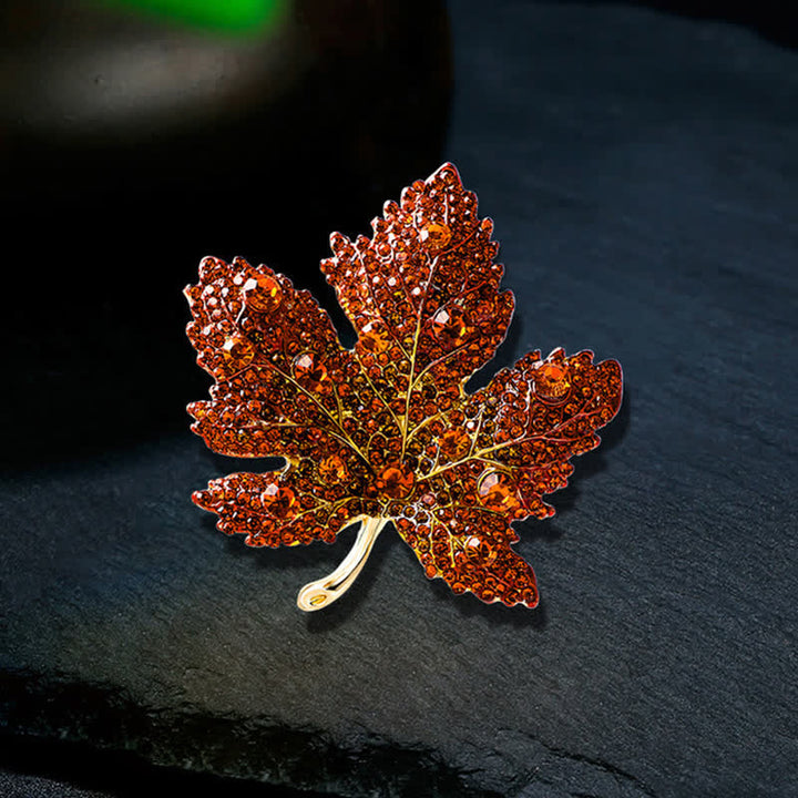 Women's Rhinestone Crystal Maple Leaf Brooch