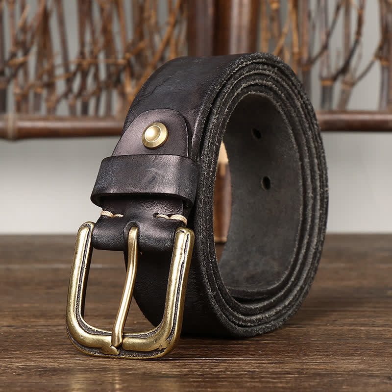 Men's Carving Crack Ship Anchor Leather Belt