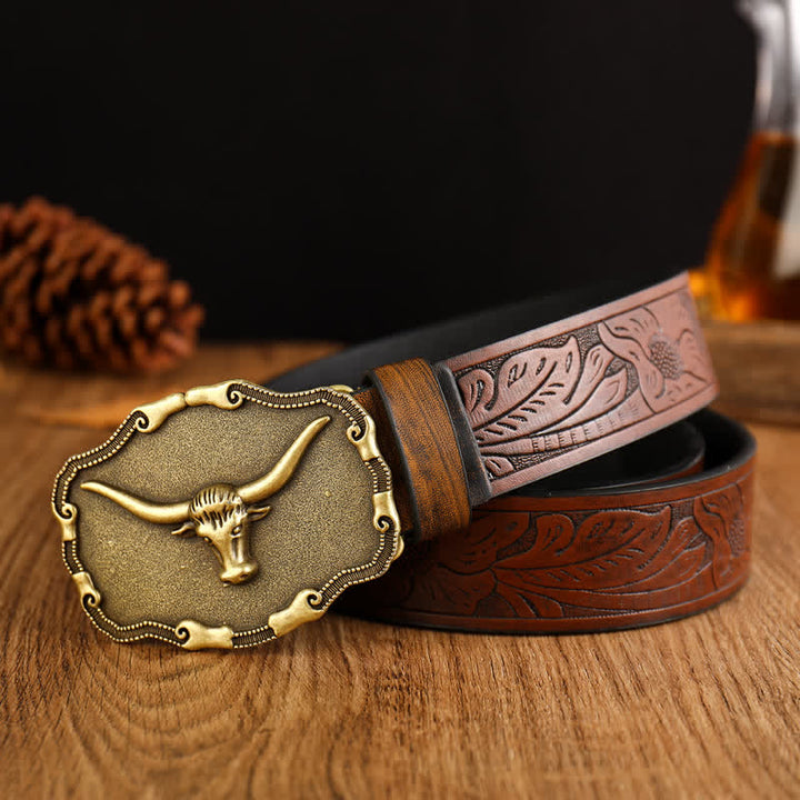 Men's Ancient Longhorn Bull Leather Belt