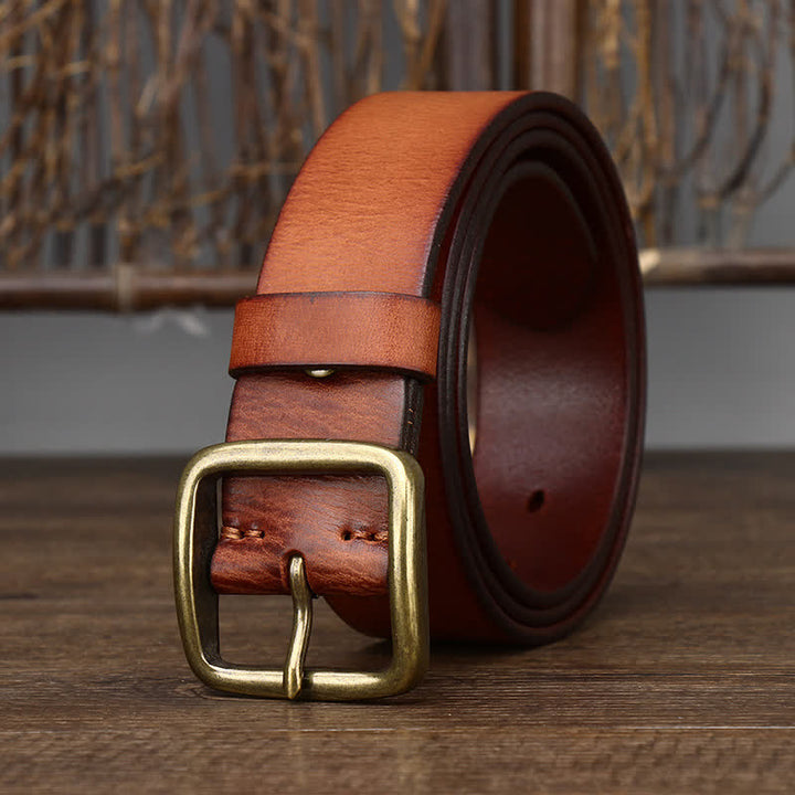 Men's Casual Jacket Soft Cowskin Leather Belt - Reddish Brown - 46 - image 4