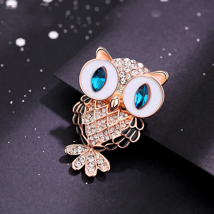 Women's Mystical Blue Eyes Owl Brooch