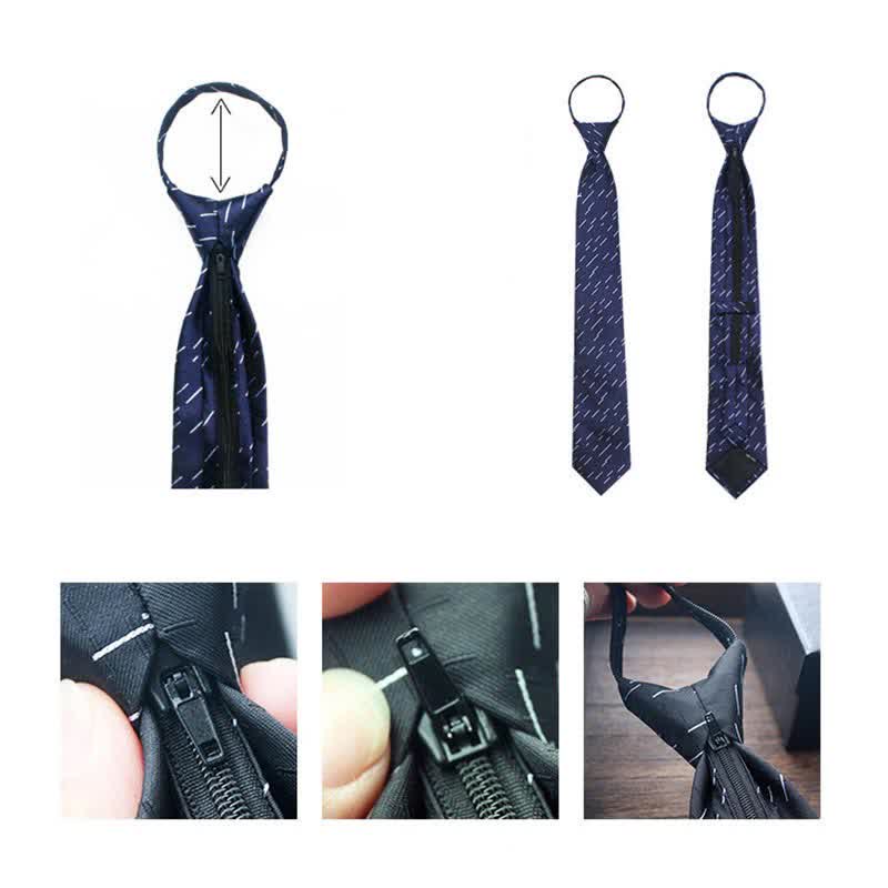 Men's Retro Zipper Tie Plaid Necktie - image 5