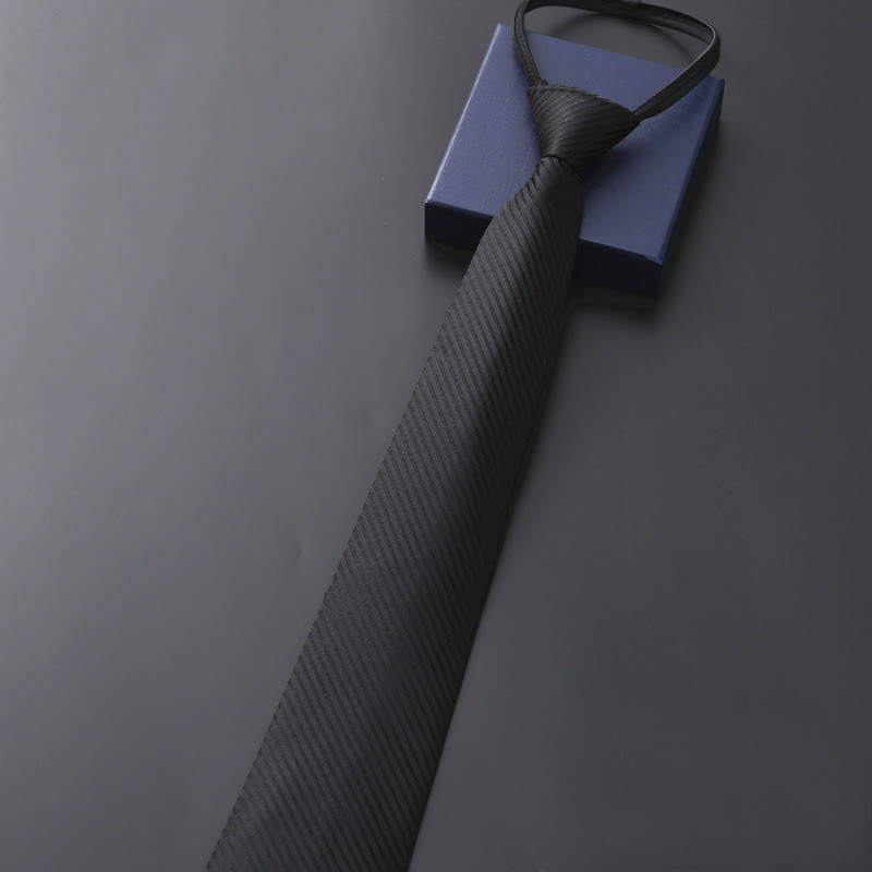 Men's Official Zipper Tie Wedding Necktie - Black Twill - image 3