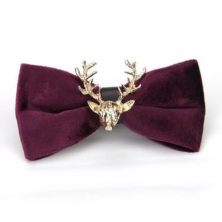 Men's Reindeer Head Velvet Bow Tie