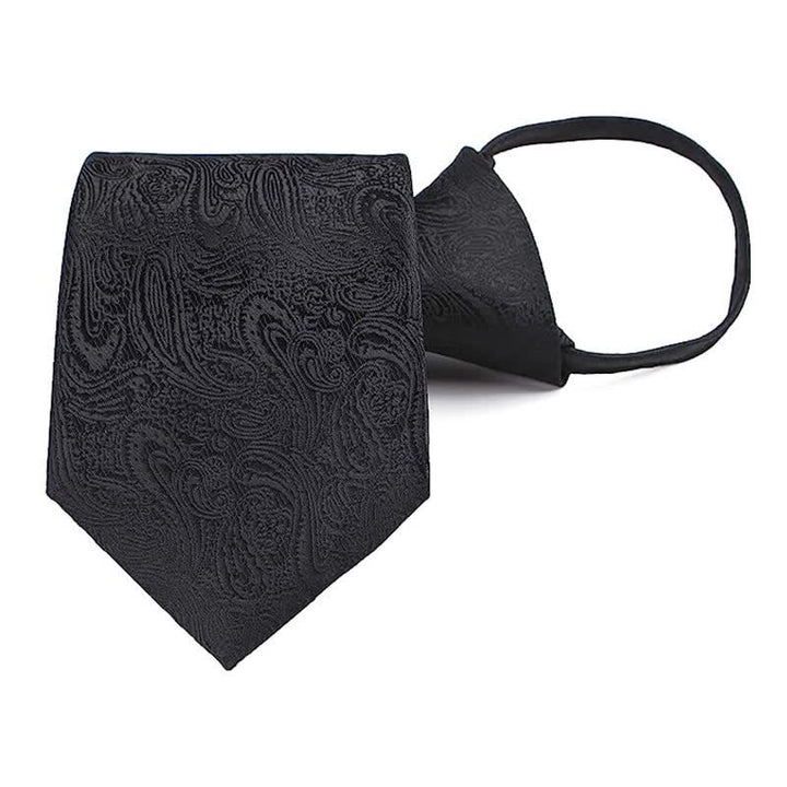 Men's Casual Zipper Tie Paisley Necktie - Black - image 2
