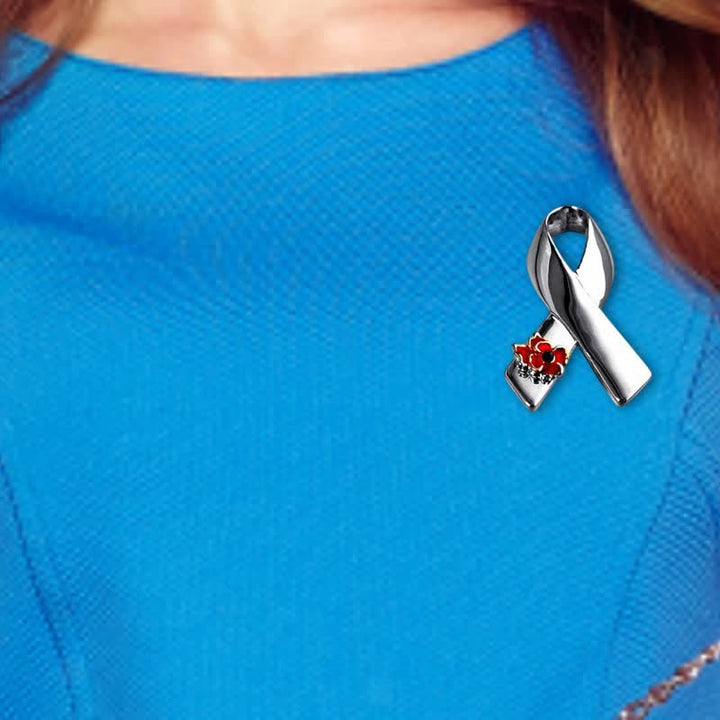 Unisex Disease Awareness Ribbon Poppy Brooch