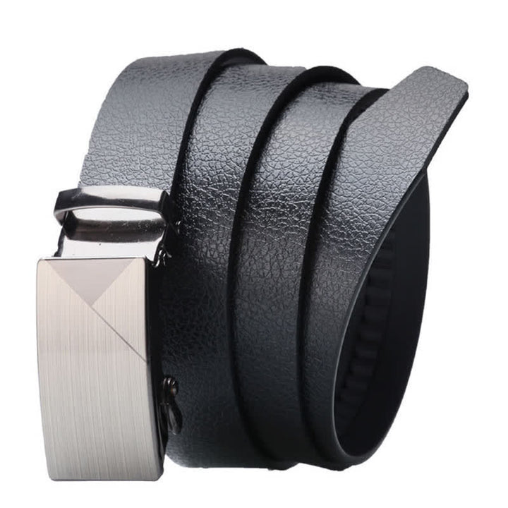 Men's Business Automatic Buckle Black Leather Belt - image 2