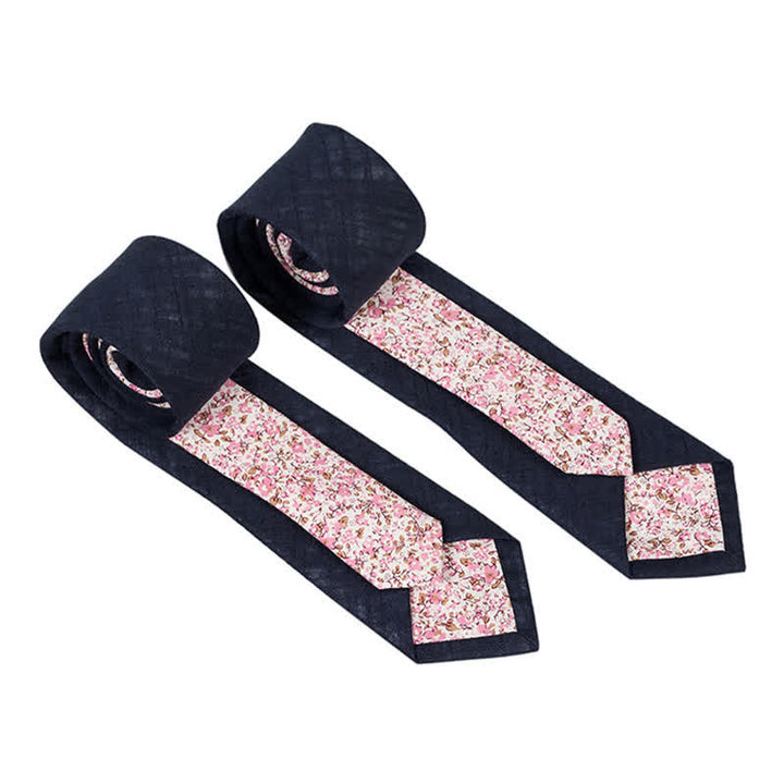 Men's Novel Plaid Floral Patchwork Necktie - Black - image 25