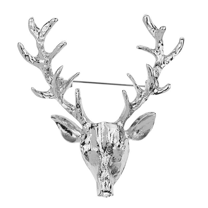 Men's Antler Stag Head Brooch