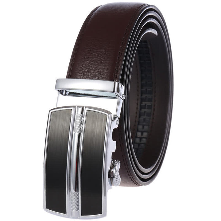 Men's Simple Hollow Automatic Buckle Leather Belt - Brown #2 - 46 - image 7