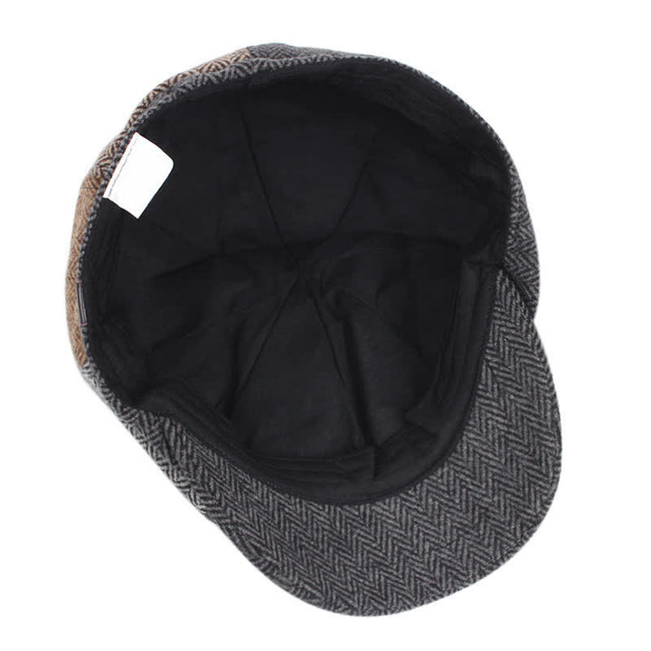 Vintage British Splicing Octagonal Beret Cap - image 4