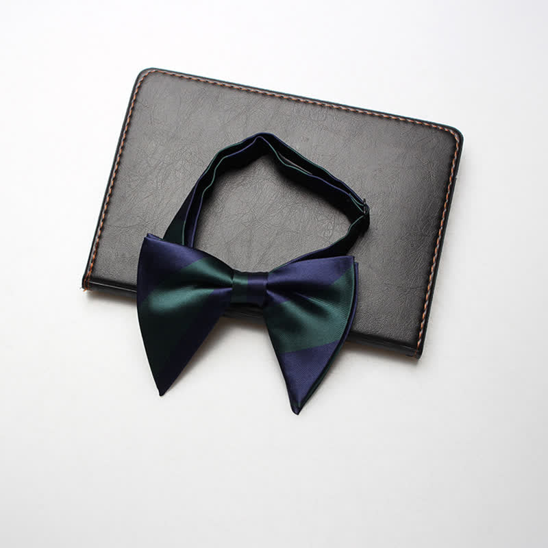 Men's College Striped Oversized Pointed Bow Tie - Green & Navy - image 2
