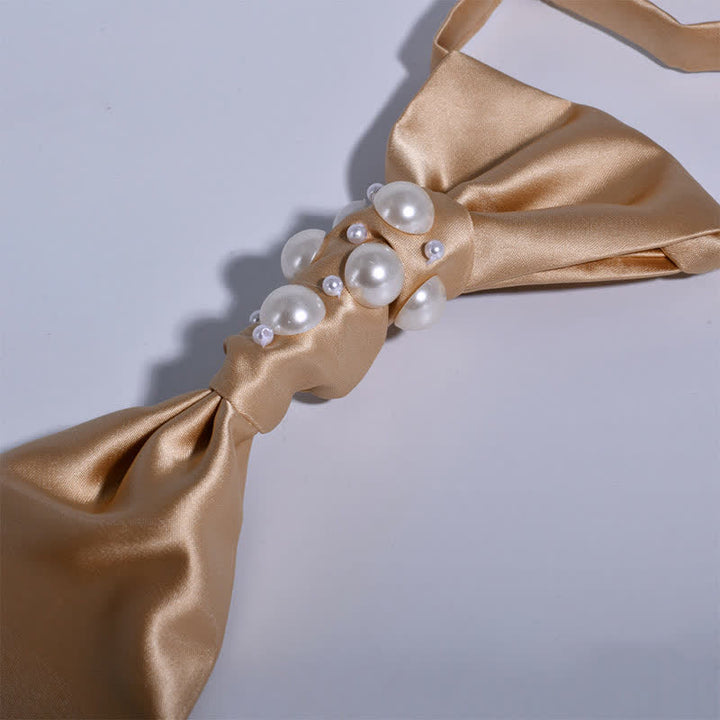 Men's Vintage Look Pearls Wedding Necktie - image 15