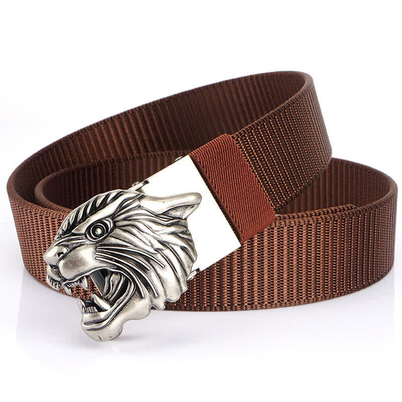 Men's Roaring Tiger Head Nylon Belt