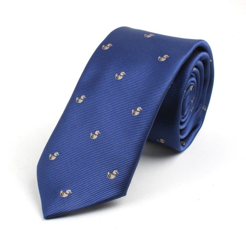 Men's Cute Cartoon Motifs Necktie - Blue Duck - image 12