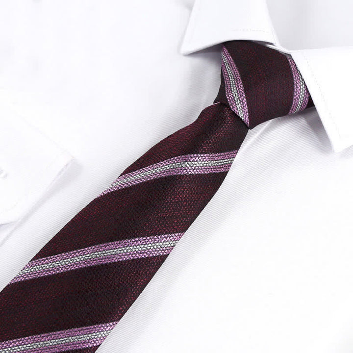 Men's Modern Textured Striped Necktie - Burgundy - image 2